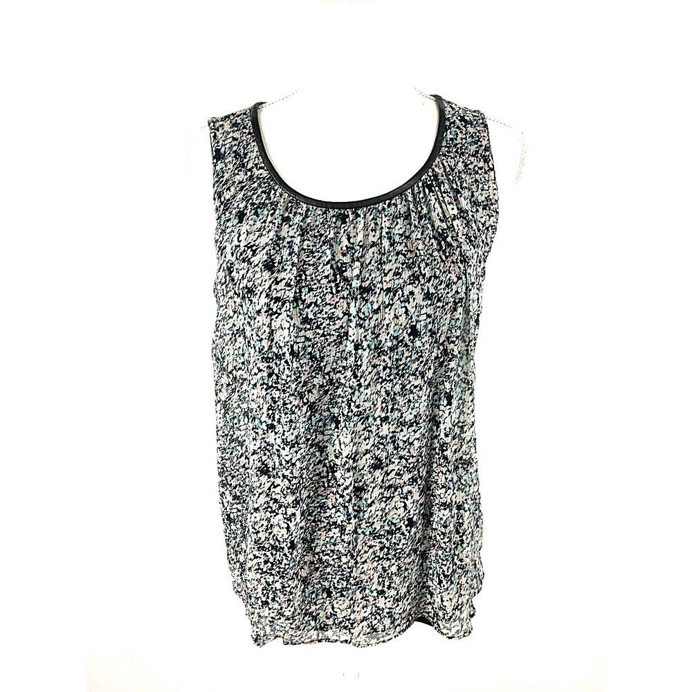 Club Monaco Womens Silk Abstract Lined‎ Tank Top Size XS Pleated Sleeveless